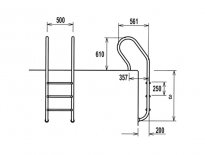סולם לבריכה 3 שלבים נירוסטה MIXTA 304 קופינג צר